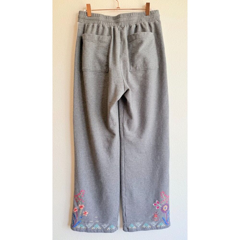 Johnny Was Griffin Wide Leg Ribbon Pant in Embroidered Grey Marled size Small - Picture 13 of 16